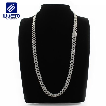 CADENA CUBANA CON ZIRCONIAS Y BROCHE DE CAJA