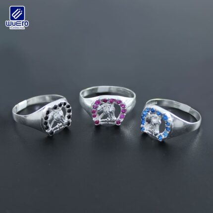 Anillos para caballero con caballo y herradura con zirconias