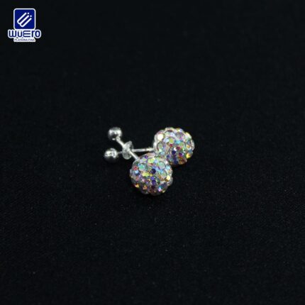 Aretes bola de fuego con piedras tornasol – Platería Wüero (cód. 5192)