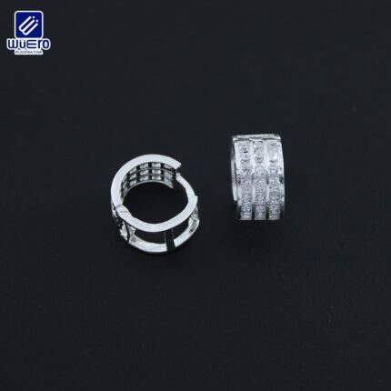Aretes coqueta en plata .925 con multizirconias blancas (media aro) – Platería Wüero (cód. 5317)