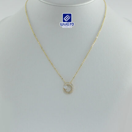 Cadena con Dije Circular y Zirconias Blancas